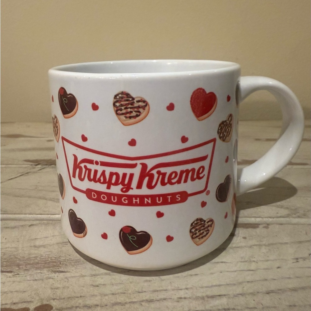 White Krispy Kreme Doughnuts with Heart Design Mug